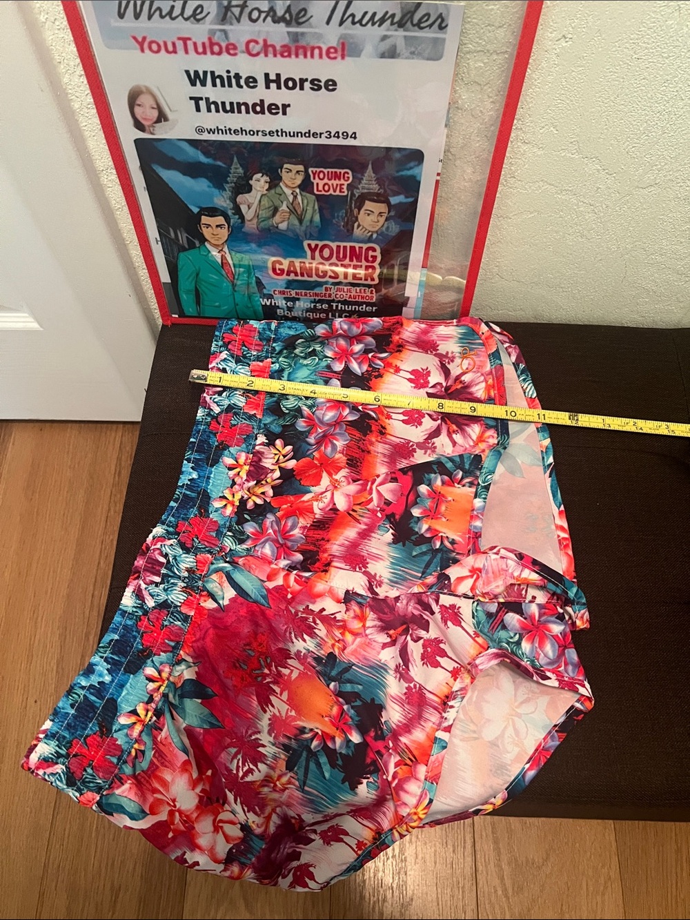 #2474**Women's Tropical Print Elastic Waist Shorts - Pink Multi - Picture 3 of 15